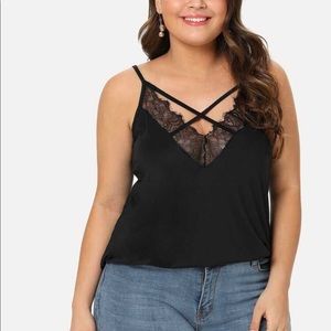 Plus Size Lace and Criss Cross Tank